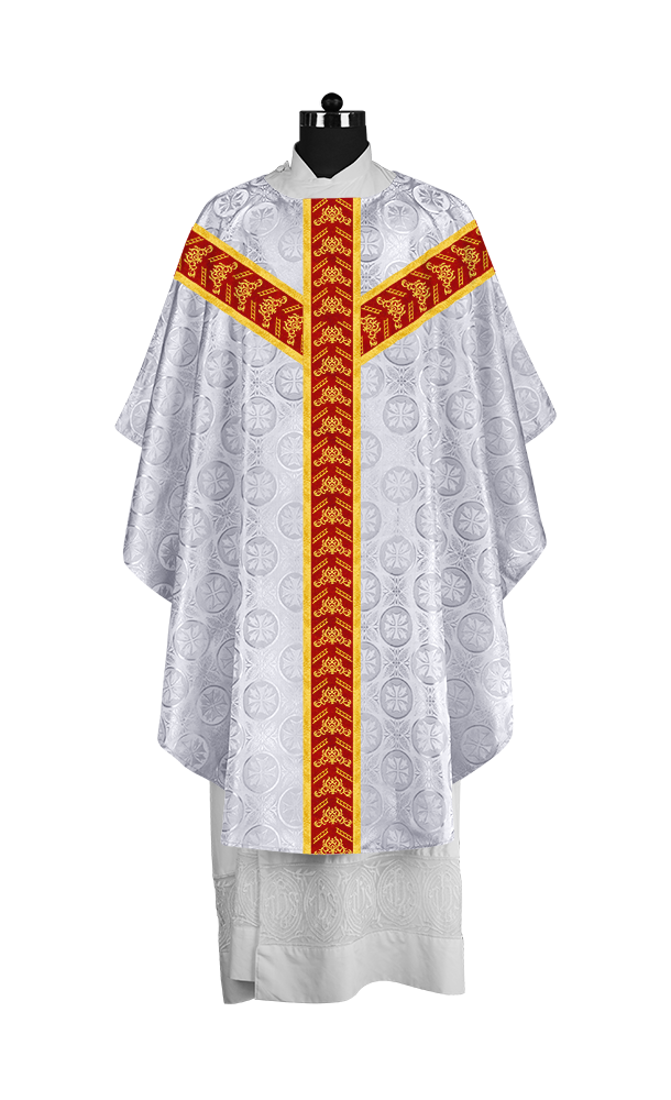 Traditional Gothic Chasuble Vestment with Embroidered Orphrey