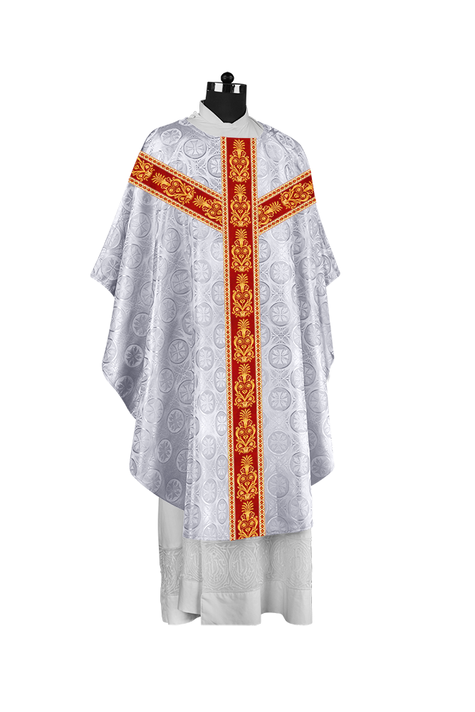 Gothic Priest Chasuble with Ornate Y-type Embroidered Orphrey