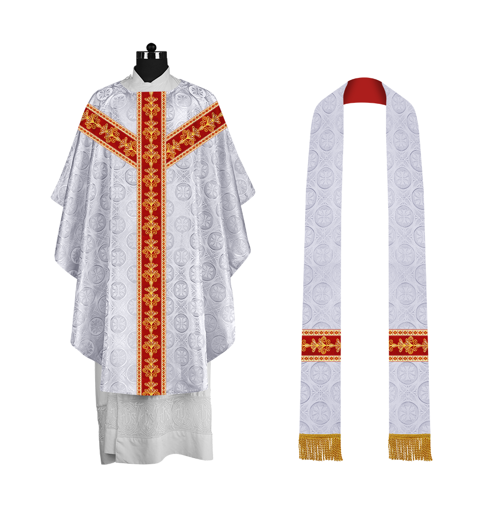 Ornate Gothic Chasuble with Y-type Embroidered Orphrey