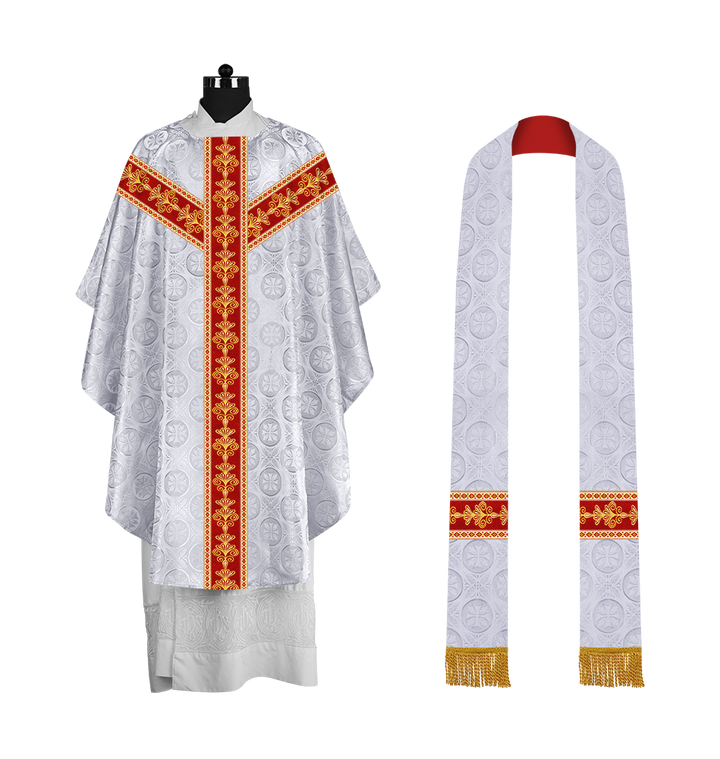 Ornate Gothic Chasuble with Y-type Embroidered Orphrey