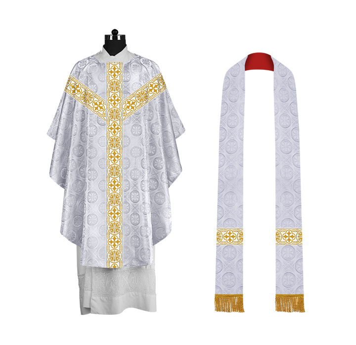 Priest Chasuble with Classic Braided Orphrey and Trims