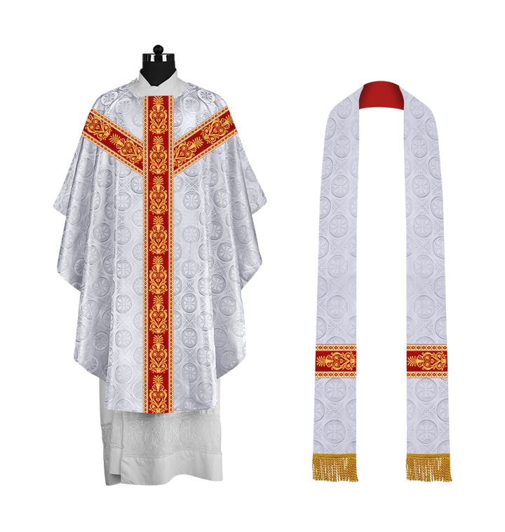 Gothic Priest Chasuble with Ornate Y-type Embroidered Orphrey