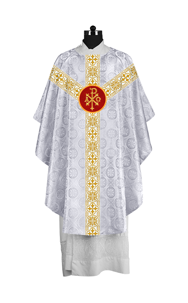 Priest Chasuble with Classic Braided Orphrey and Trims