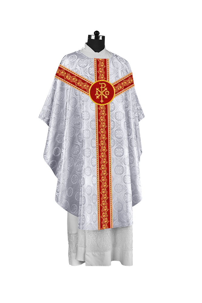 Priest Gothic Chasuble with Grapes Embroidered Orphrey