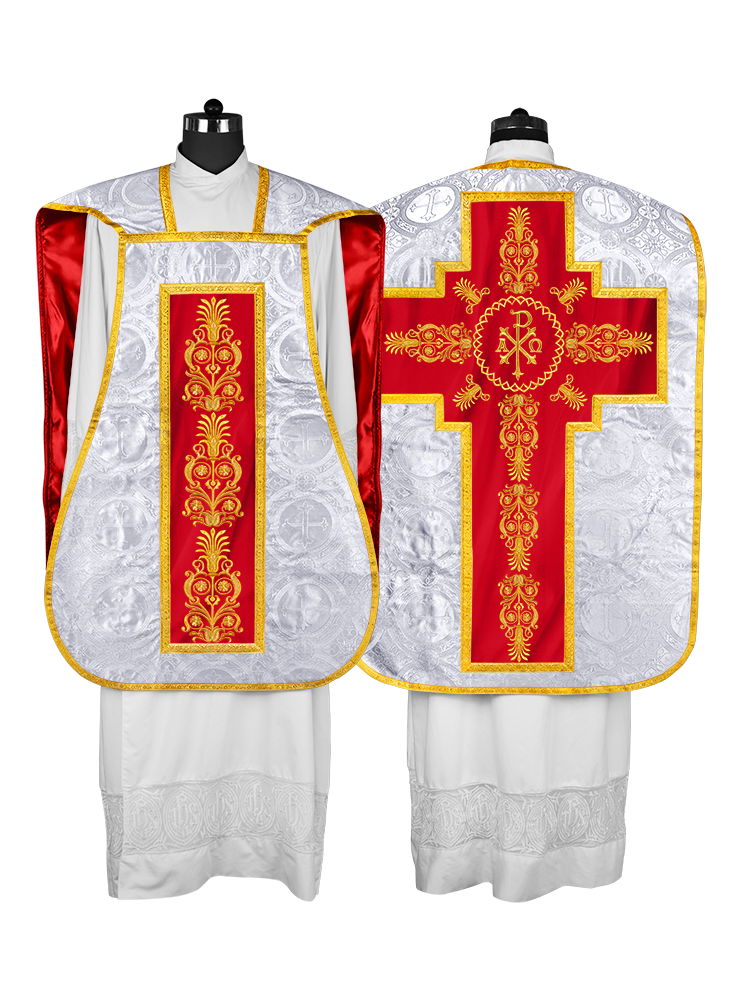 Elegant Roman Fiddleback Chasuble Vestment - Victoria Collection