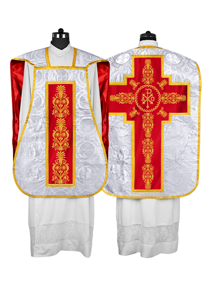 Elegant Roman Fiddleback Chasuble Vestment - Victoria Collection