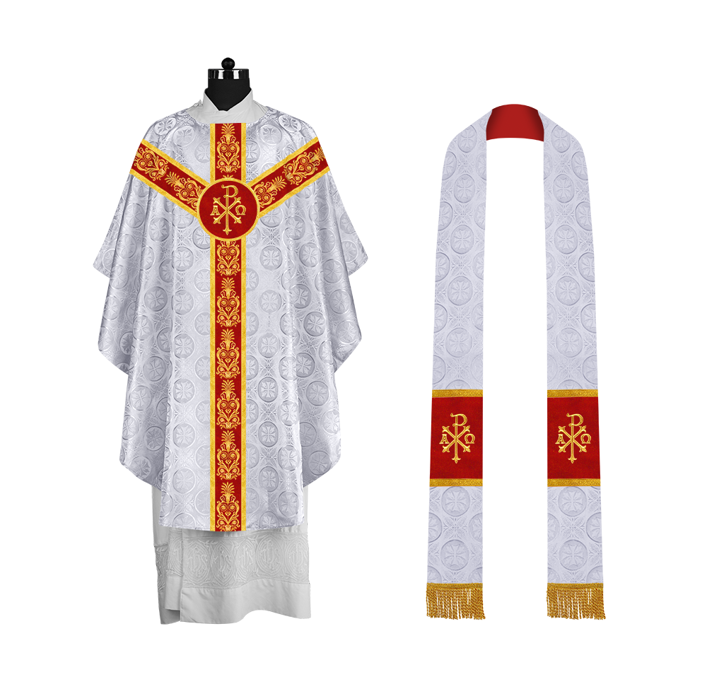 Handcrafted Gothic Chasuble with Traditional Embroidered Orphrey