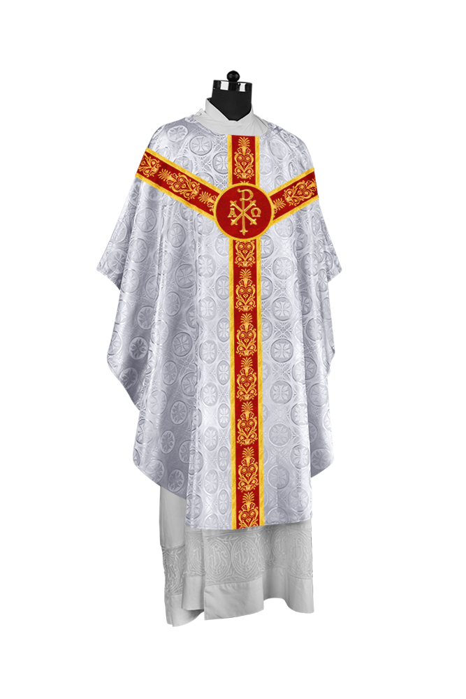 Handcrafted Gothic Chasuble with Traditional Embroidered Orphrey