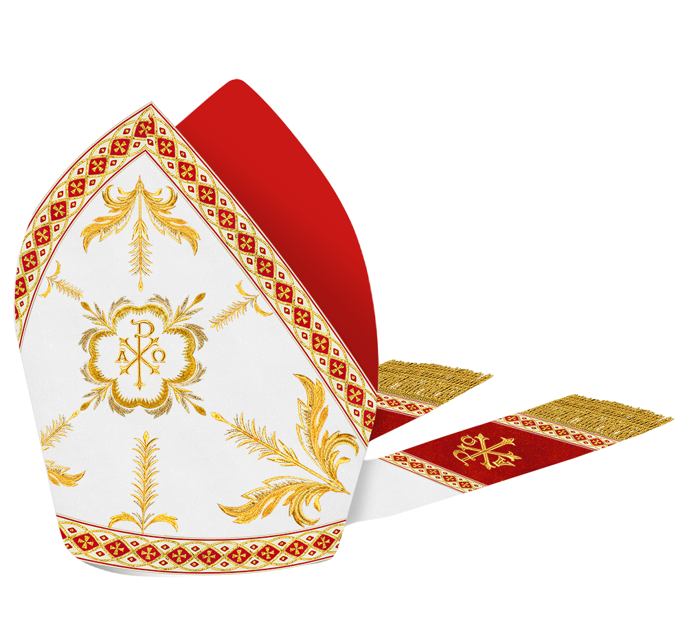 Mitre with Adorned Embroidery Motif and Trims