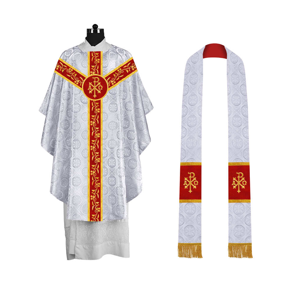 Gothic Chasuble with Embroidered Orphrey and Motifs