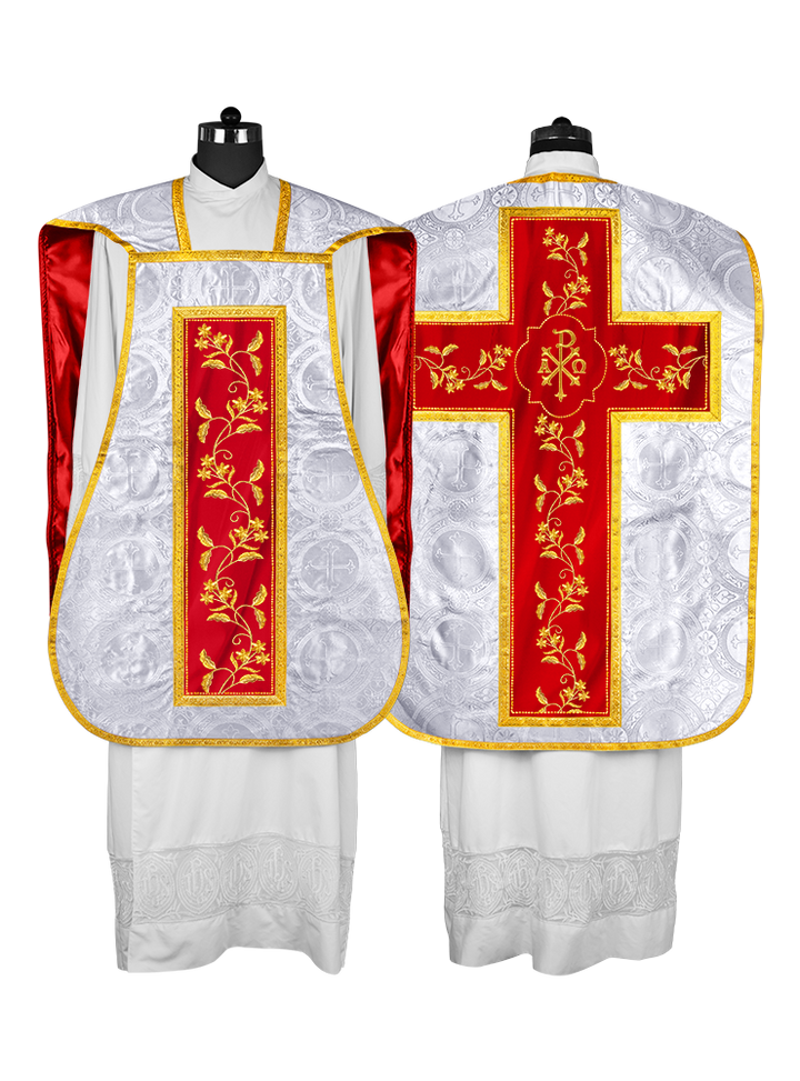 Elegant Roman chasuble vestment - Floral collection
