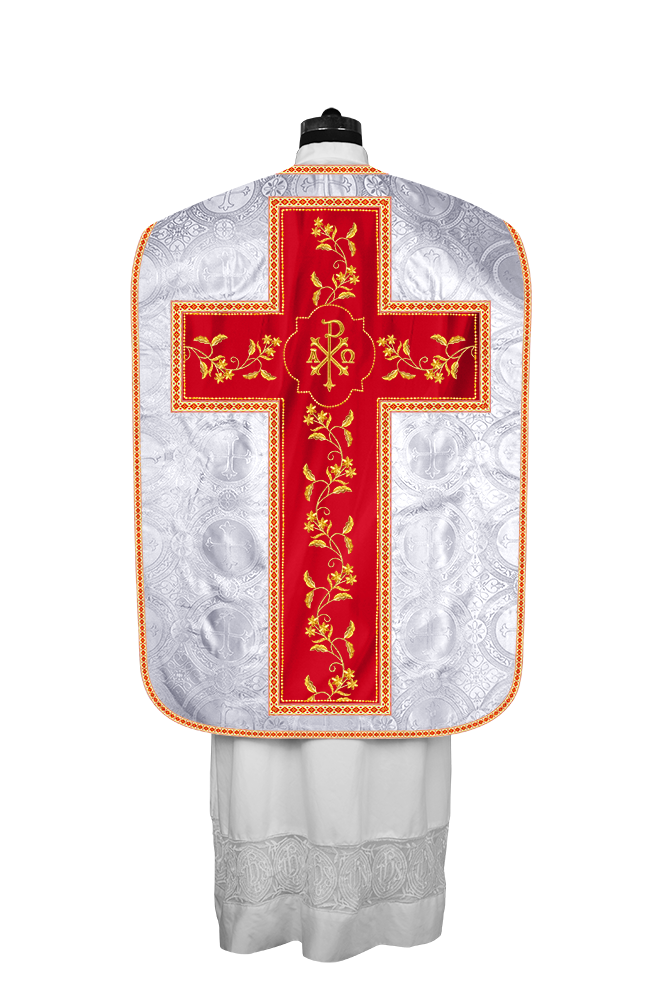 Roman Chasuble vestment with Floral Design and Trims