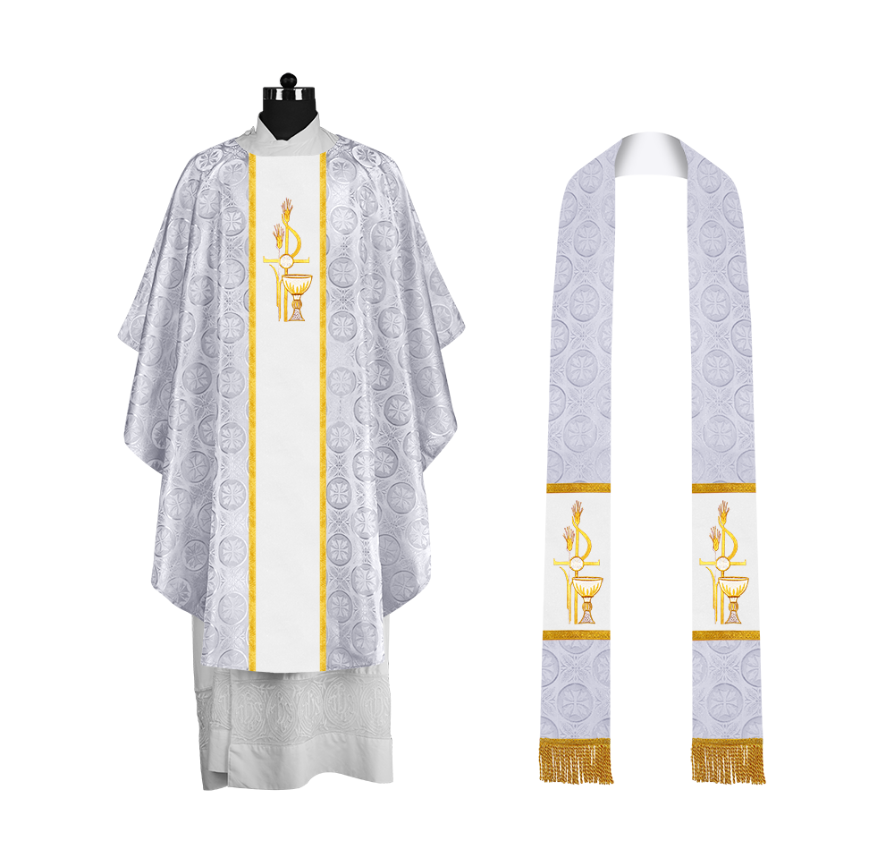 Gothic Chasuble with Elegant Embroidered Liturgical Motif