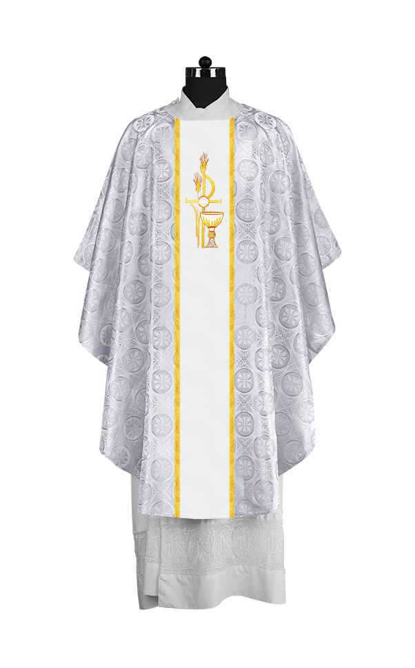 Gothic Chasuble with Elegant Embroidered Liturgical Motif