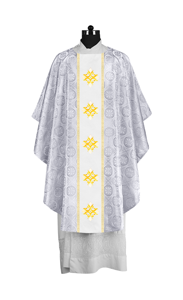 Liturgical Gothic Chasuble with Embroidered Cross Motif