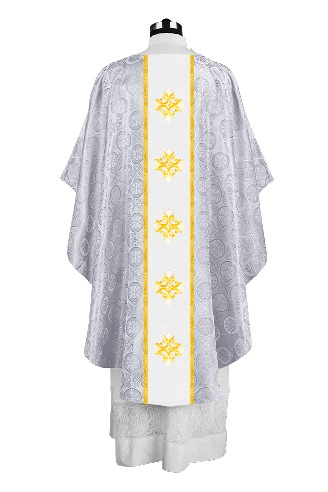 Handcrafted Gothic Chasuble with Cross Embroidered Orphrey