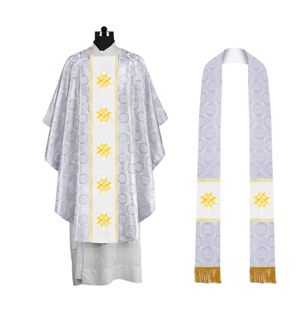 Liturgical Gothic Chasuble with Embroidered Cross Motif