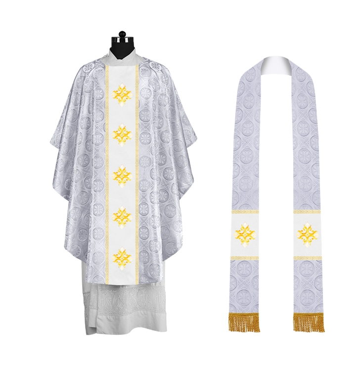 Liturgical Gothic Chasuble with Embroidered Cross Motif