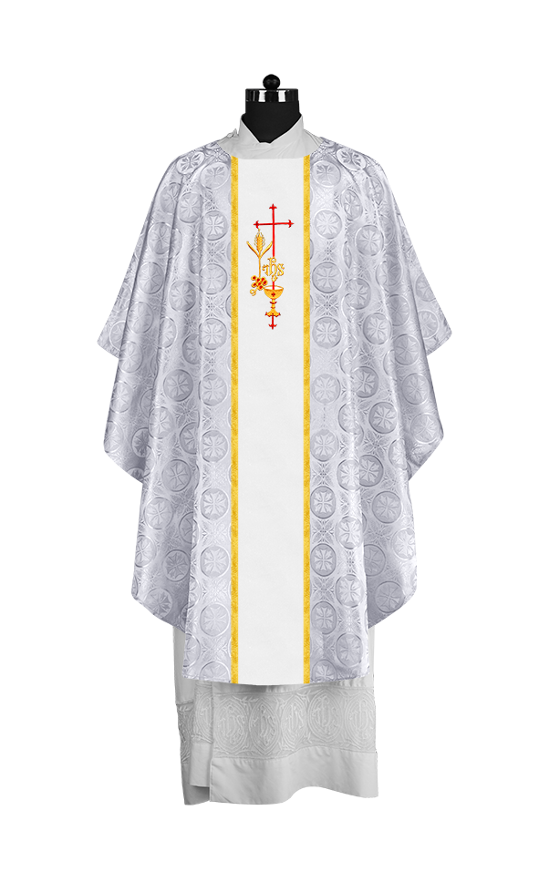Gothic Chasuble with Elegant Embroidered Liturgical Motif