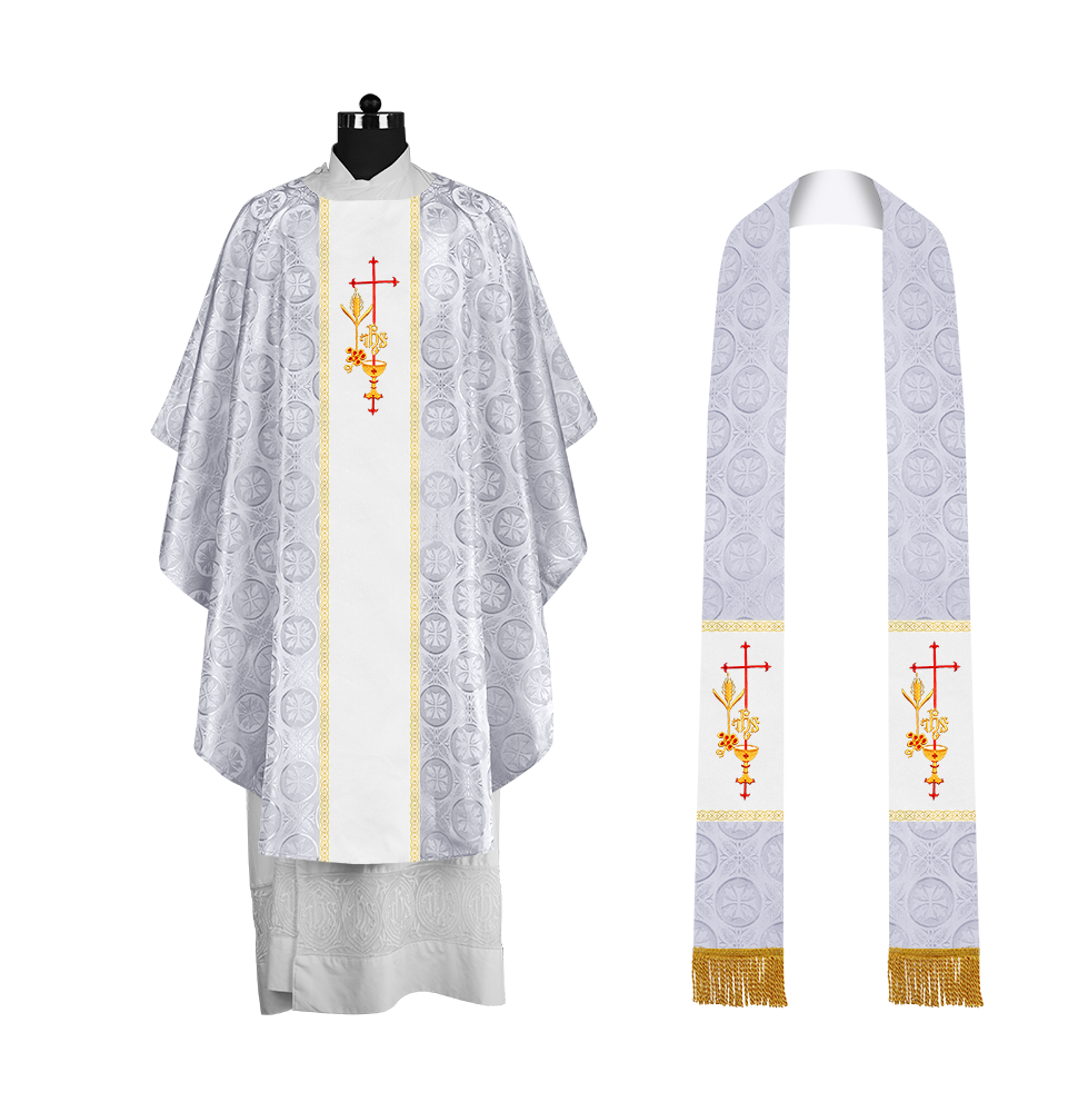Premium Gothic Chasuble Adorned with Embroidered Motif