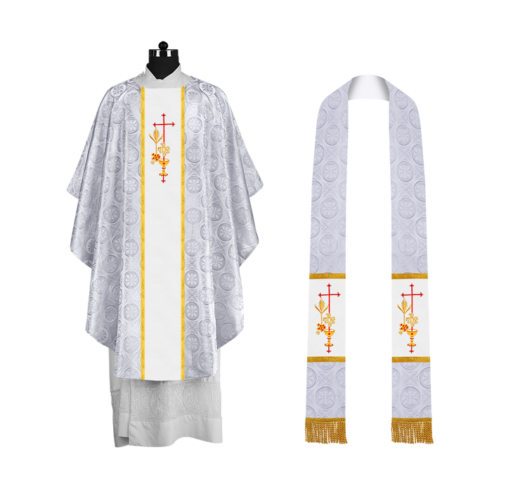 Gothic Chasuble with Elegant Embroidered Liturgical Motif