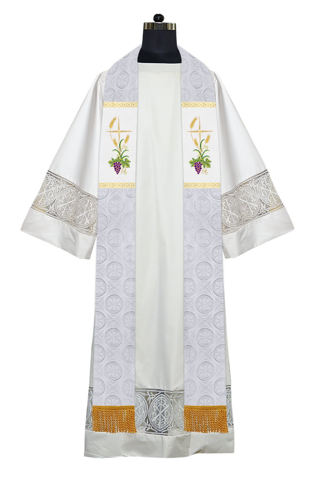 Handmade Pastor Stole with Spiritual Embroidered Motif & Trims