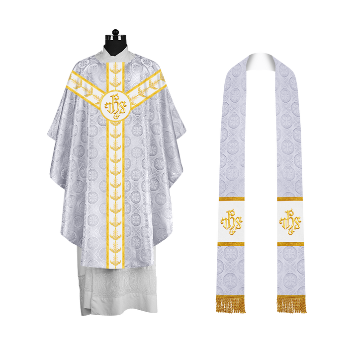 Gothic Style Priest Chasuble with Exquisite Embroidered Trims