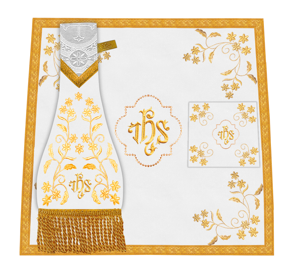 Beautiful mass set with golden embroidery - Floral collection