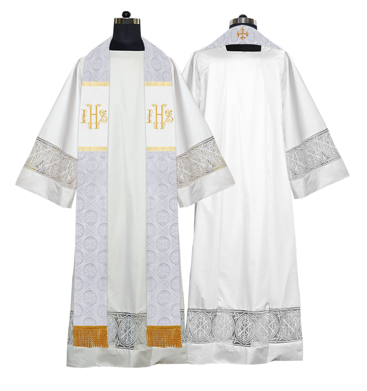 Handmade Pastor Stole with Spiritual Embroidered Motif & Trims