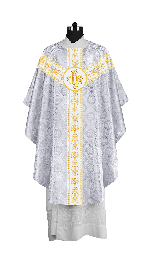 Elegant Gothic Chasuble with Embroidered Motif & Y-type Orphrey