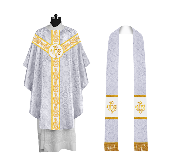 Handcrafted Gothic Chasuble with Traditional Embroidered Orphrey