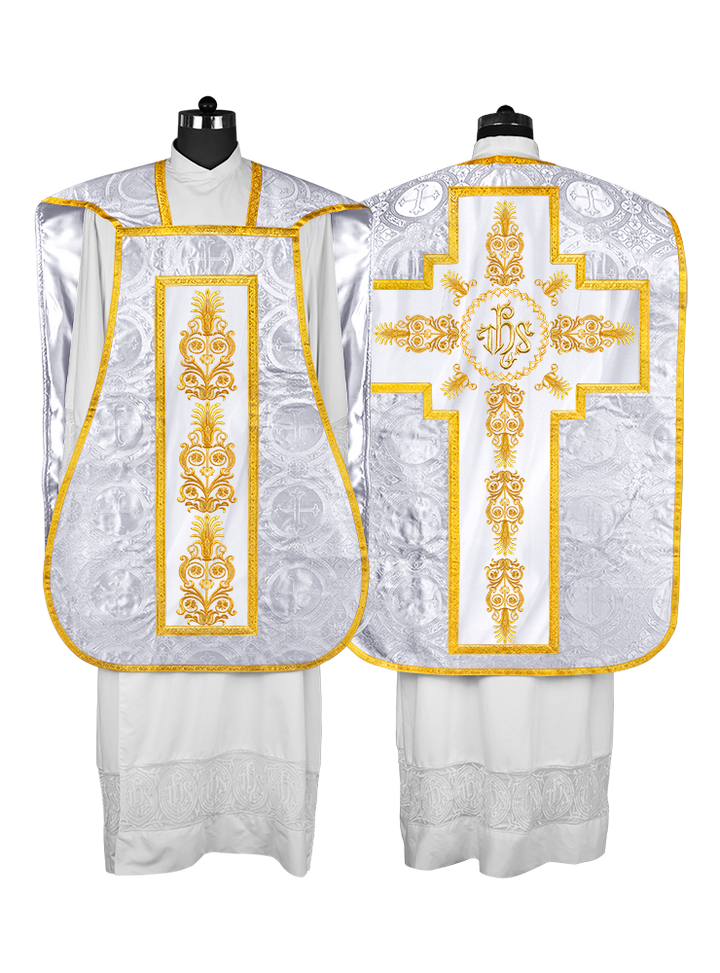 Elegant Roman Fiddleback Chasuble Vestment - Victoria Collection