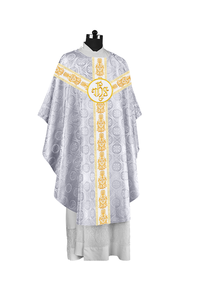 Gothic Priest Chasuble with Ornate Y-type Embroidered Orphrey