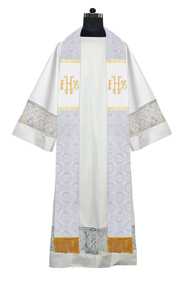 Handmade Pastor Stole with Spiritual Embroidered Motif & Trims