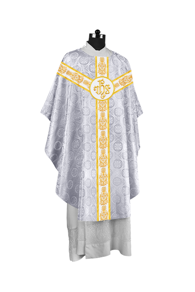 Handcrafted Gothic Chasuble with Traditional Embroidered Orphrey