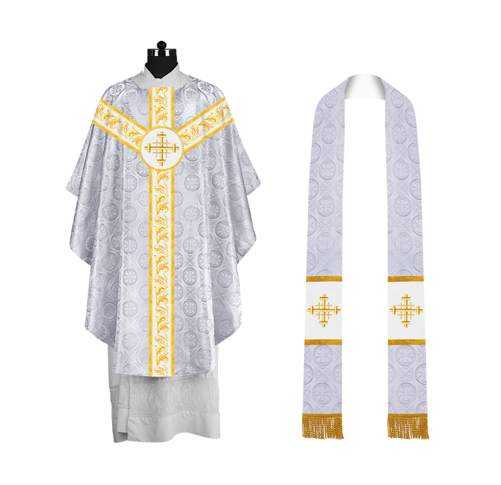 Liturgical Chasuble Vestment with Spiritual Motif Embroidery
