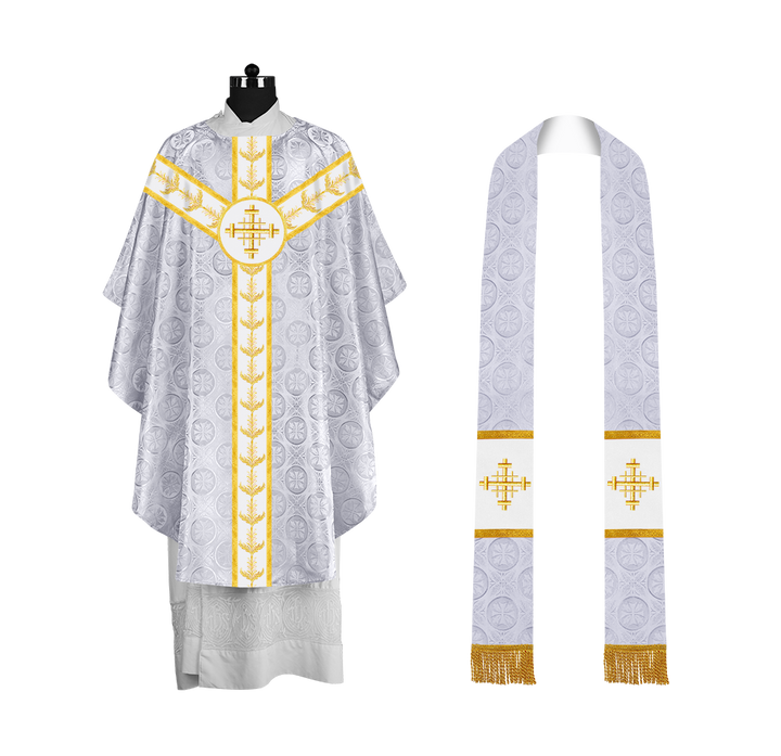 Gothic Style Priest Chasuble with Exquisite Embroidered Trims