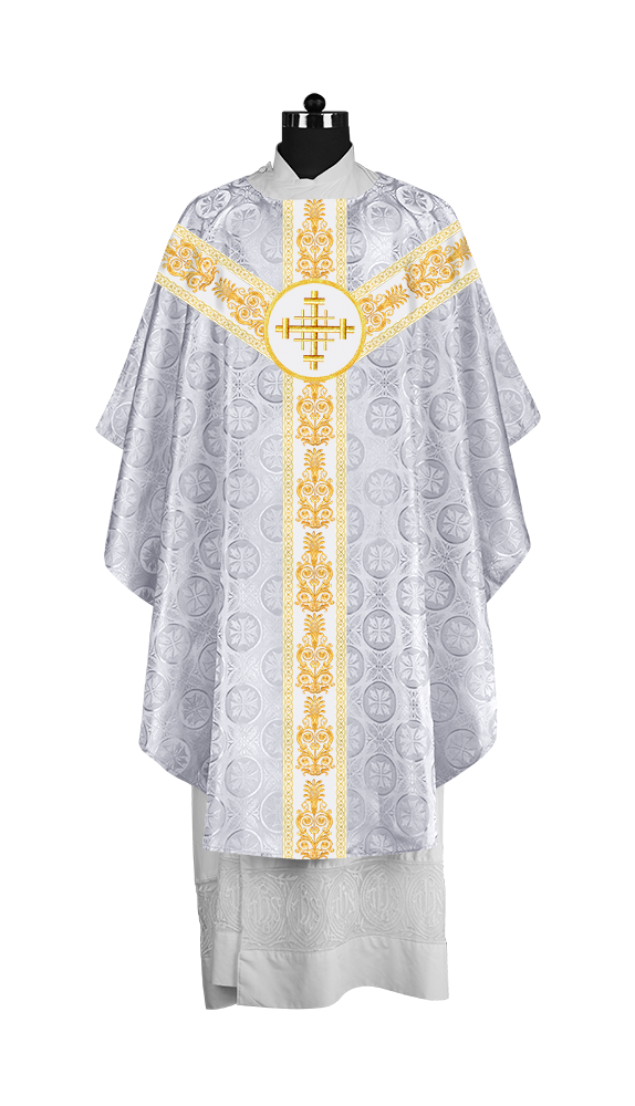 Gothic Priest Chasuble with Ornate Y-type Embroidered Orphrey