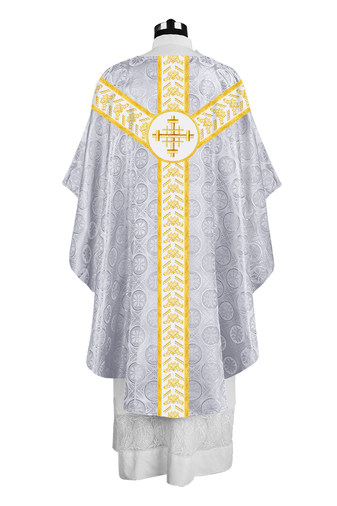 Traditional Gothic Chasuble Vestment with Embroidered Orphrey