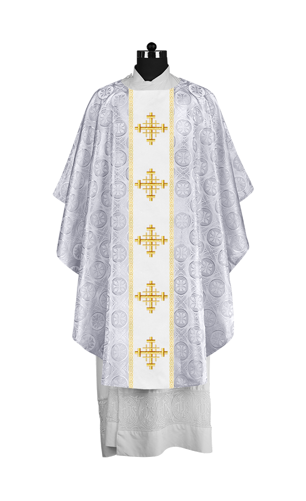 Liturgical Gothic Chasuble with Embroidered Cross Motif