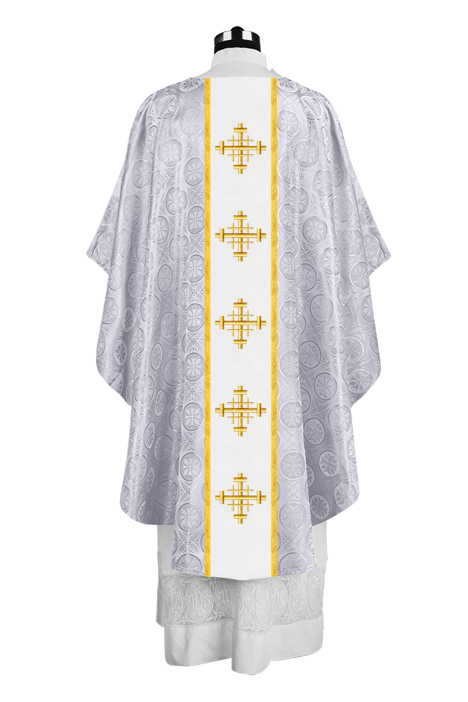 Handcrafted Gothic Chasuble with Cross Embroidered Orphrey