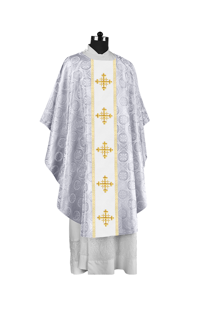 Liturgical Gothic Chasuble with Embroidered Cross Motif