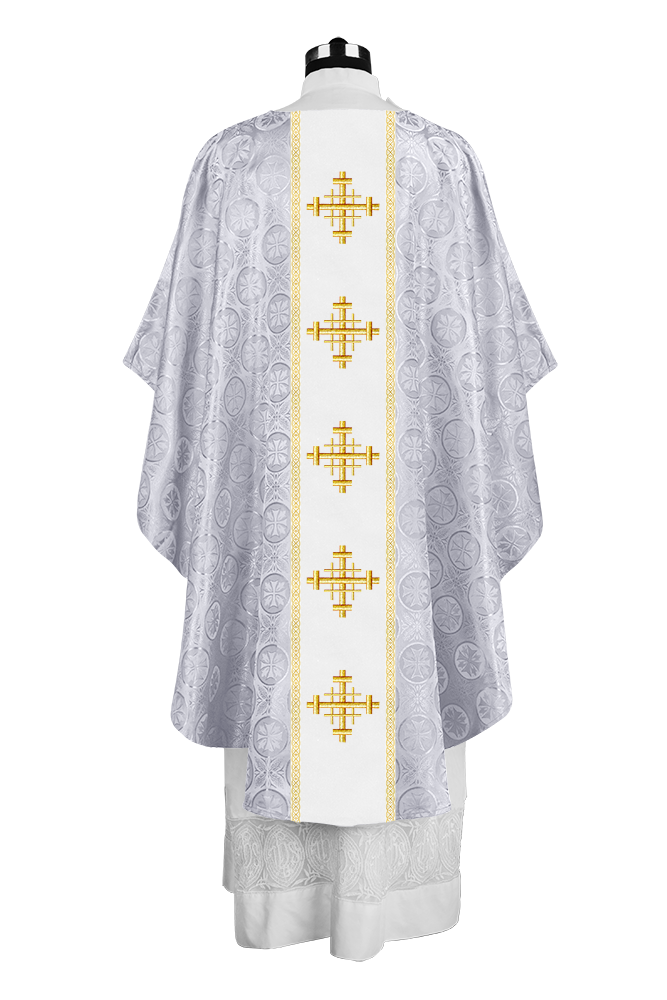 Liturgical Gothic Chasuble with Embroidered Cross Motif