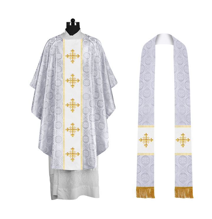 Liturgical Gothic Chasuble with Embroidered Cross Motif