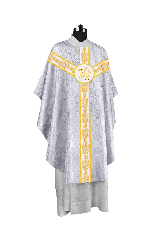 Handcrafted Gothic Chasuble with Traditional Embroidered Orphrey