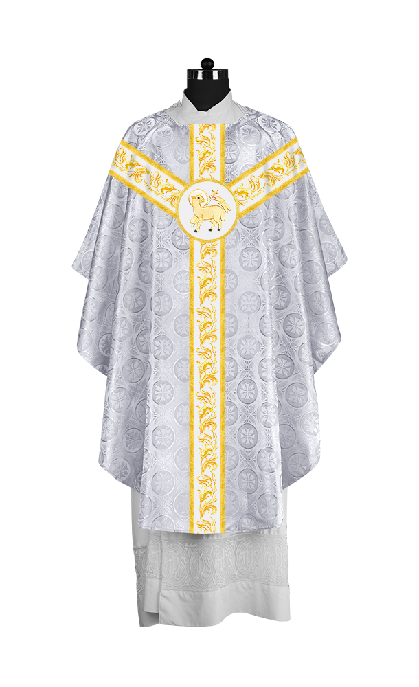 Liturgical Chasuble Vestment with Spiritual Motif Embroidery