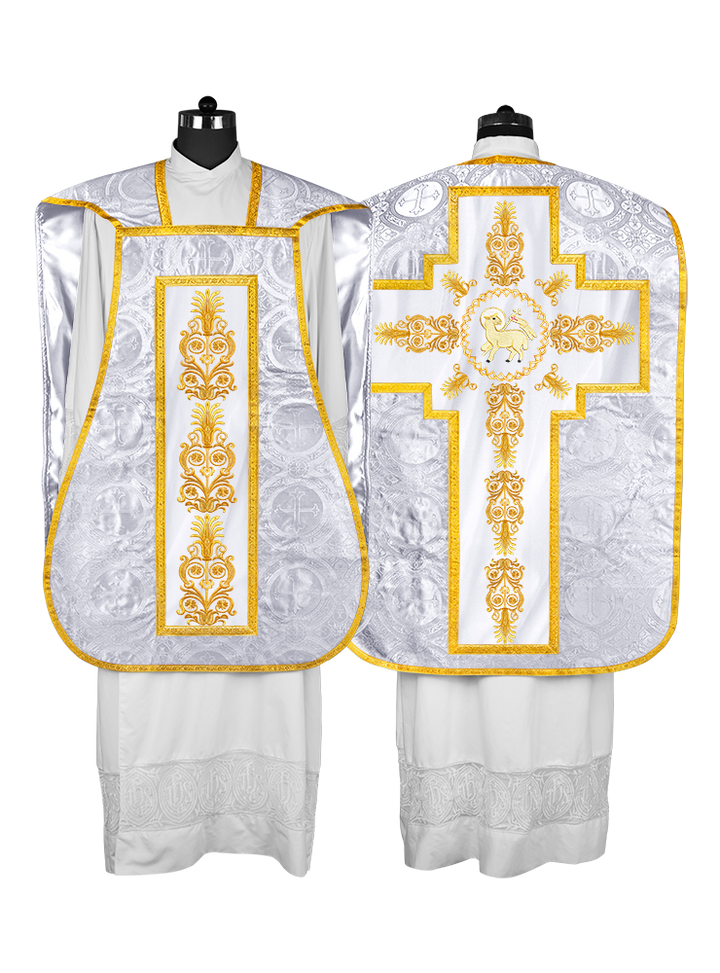 Elegant Roman Fiddleback Chasuble Vestment - Victoria Collection