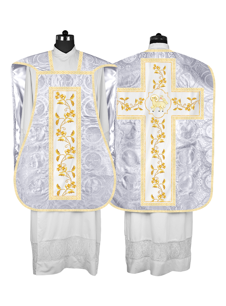 Roman Chasuble vestment with Floral Design and Trims