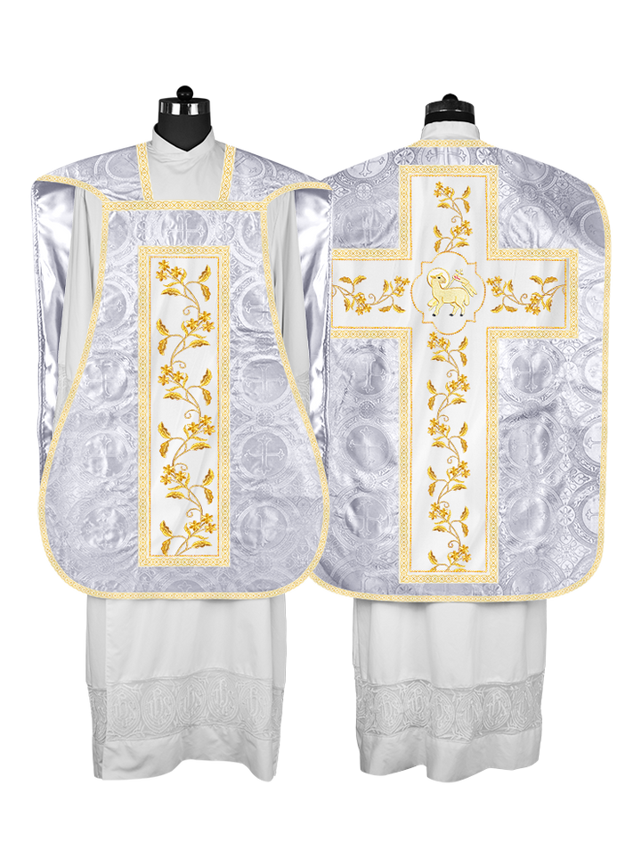 Roman Chasuble vestment with Floral Design and Trims