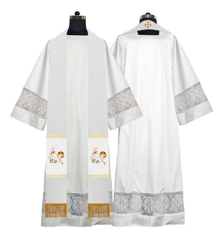 Embroidered Lamb Liturgical Clergy Stole